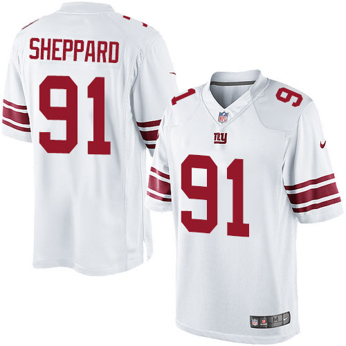 Men's Limited Kelvin Sheppard Nike Jersey White Road - #91 NFL New York Giants